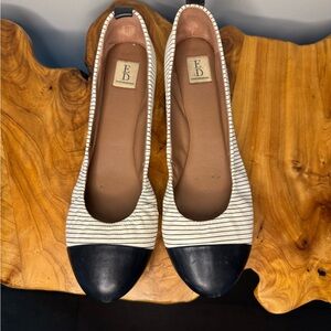 Women's Black and White Striped Ballet Flats